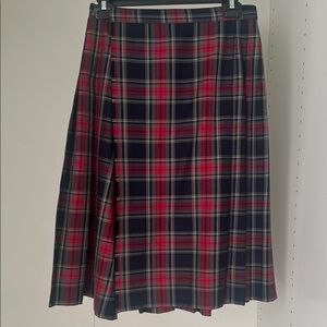 Mango Red and Black Plaid Tartan A-Line Skirt